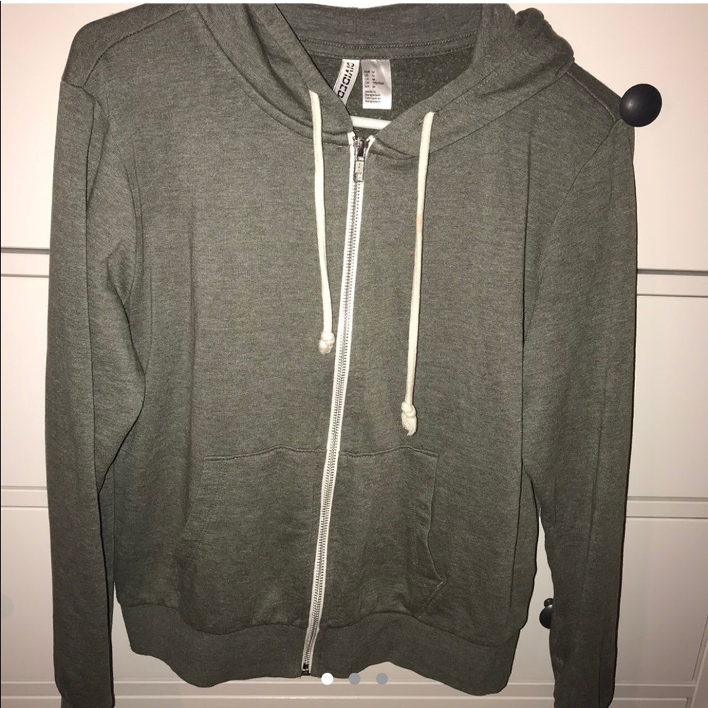GREY-ISH GREEN ZIP-UP HOODIE